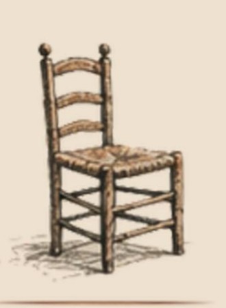 Ilustración de una silla castellana de enea.